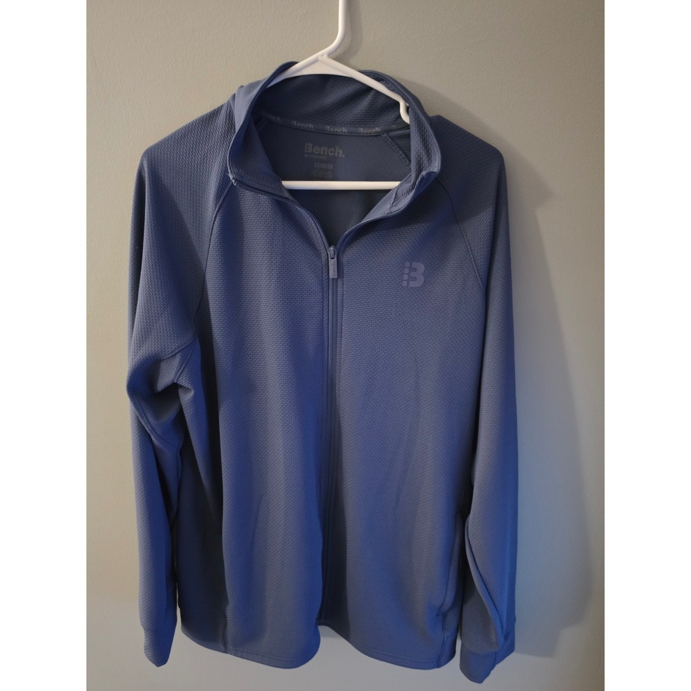 Bench Urbanwear Mens Full Zip Track Jacket Blue Waffle Knit Activewear Medium